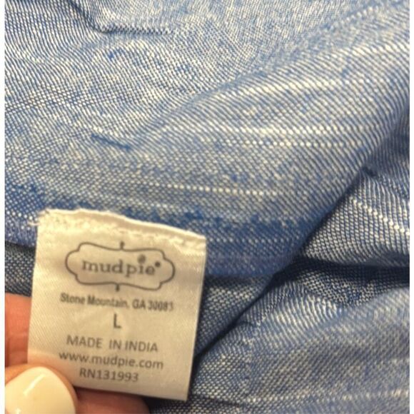 Mud Pie Women’s Blue Chambray Sleeveless Tiered Dress Size Large NEW - Picture 6 of 7